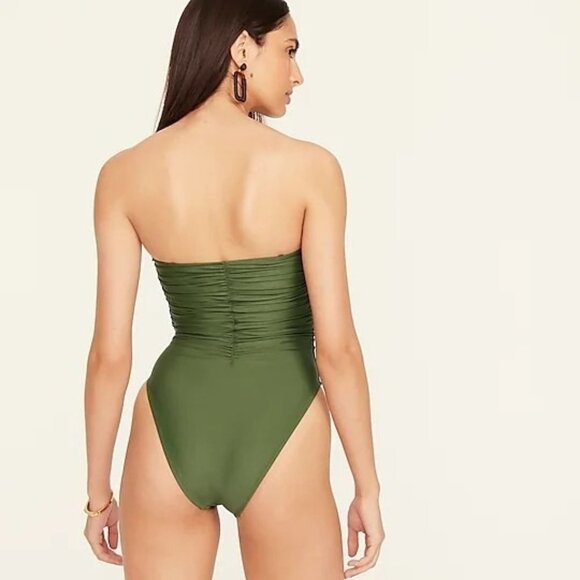 J.Crew Olive Green Ruched On Piece Swimsuit 14 - Picture 3 of 13
